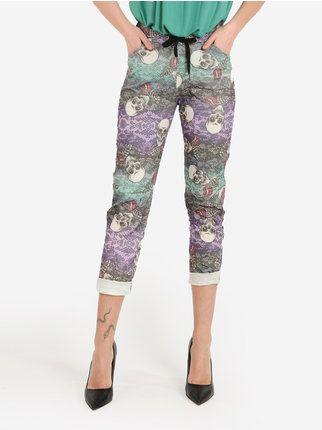 Lightweight women's pants with skull print