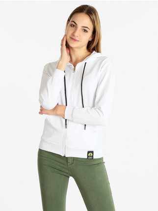 Lightweight women's sweatshirt with zip and hood