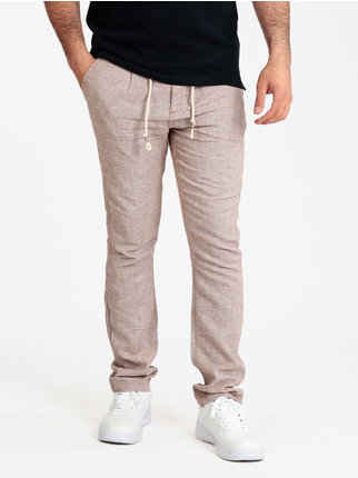 Linen and cotton blend men's trousers
