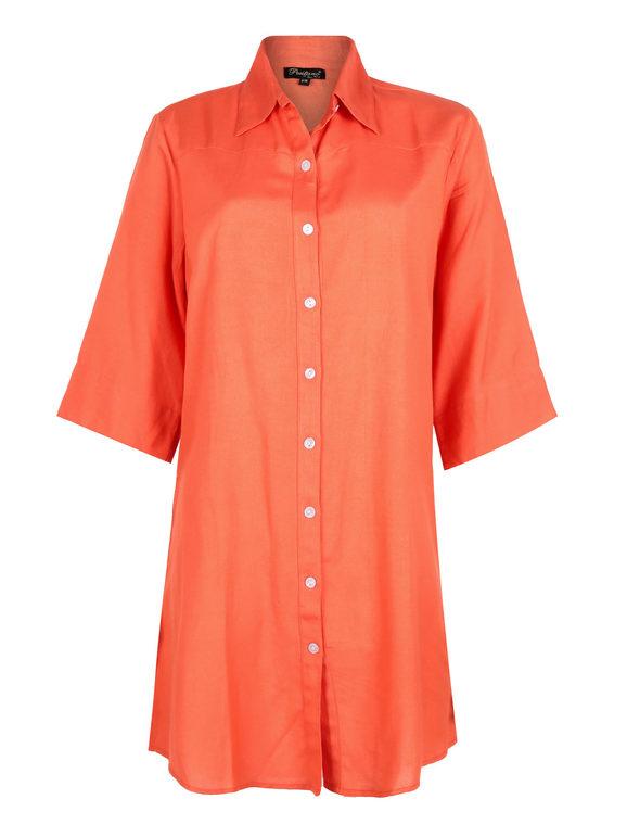 Linen blend shirt dress with buttons