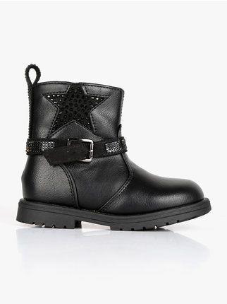 Little girl ankle boots with rhinestones