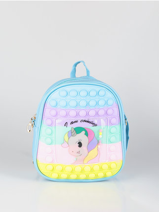 Little girl backpack with pop it