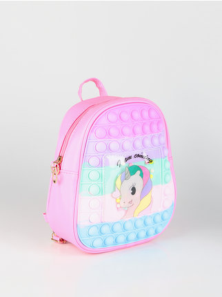 Little girl backpack with pop it