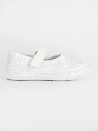 Little girl ballet flats in lace with tear