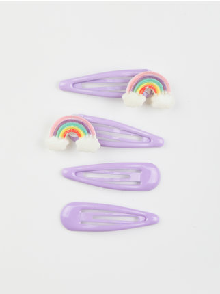 Little girl hair clips with rainbow