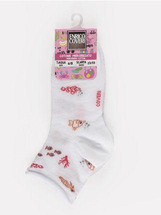 Little girl short socks with prints