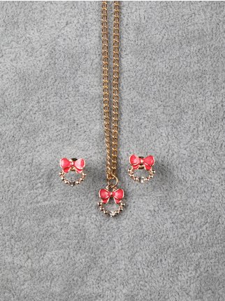 Little girl's set of bow necklace and earrings