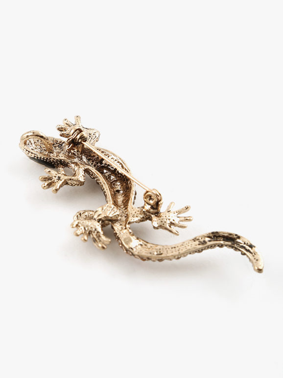 Lizard-shaped brooch with rhinestones