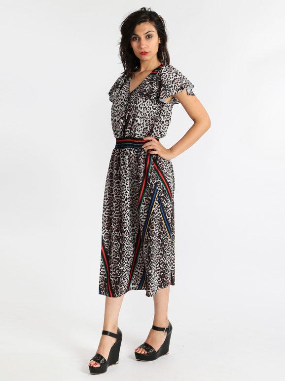 Long leopard-print shirt dress