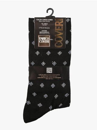 Long men's cotton socks with rhombuses