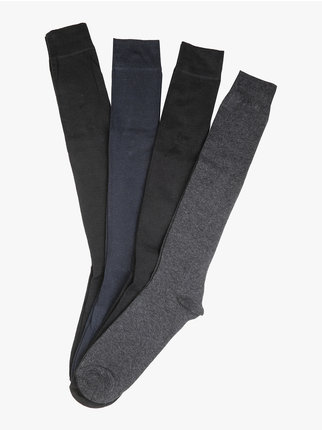 Long men's socks in warm cotton. Pack of 4 pairs