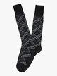 Long men's socks in warm diamond-patterned cotton