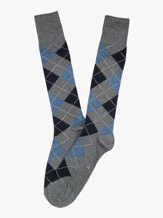 Long men's socks with diamond pattern