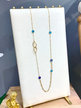 Long necklace with colored stones in steel for women