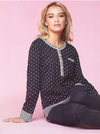 Long pajamas for women in polka dot cotton