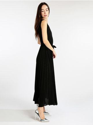 Long pleated dress for women