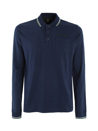 Long-sleeved cotton polo shirt with pocket