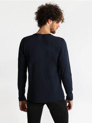 Long-sleeved cotton shirt dark blue