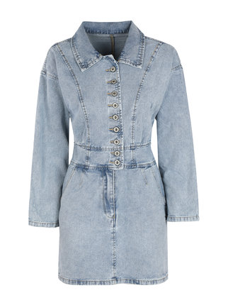 Long-sleeved denim dress with buttons