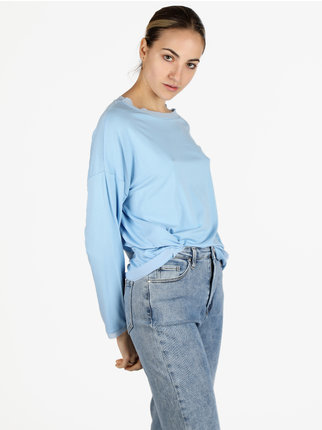 Long-sleeved women's t-shirt with voile details