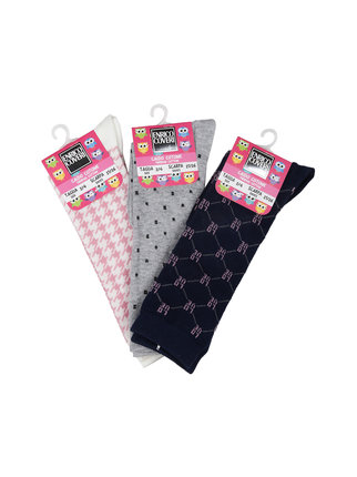 Long socks for girls in warm cotton. Pack of 3 pairs