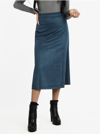 Long suede effect skirt