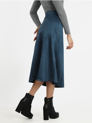 Long suede effect skirt