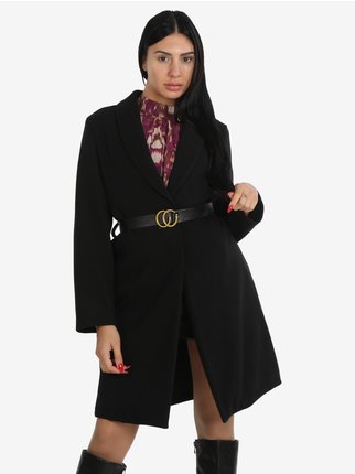 Long women's coat with belt
