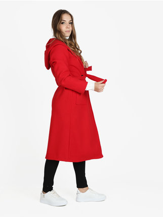 Long women's coat with hood