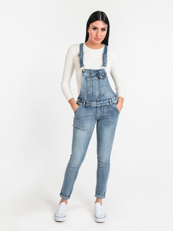 Bmeigo Dungarees Denim Womens Jeans Combinaison Maigre Salopette Slim Fit Pantalons
