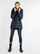 Long women's down jacket with hood