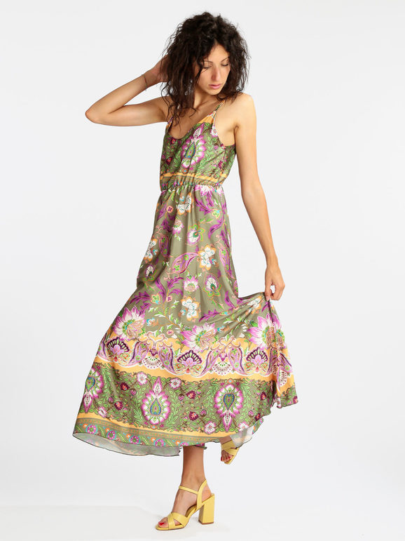 Long women's dress with prints
