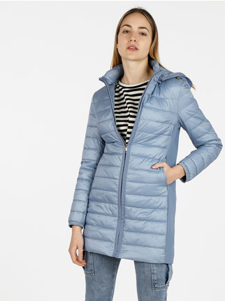 Long women's jacket, 100g model, with hood