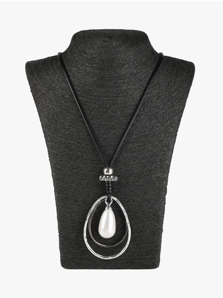 Long women's necklace with stone pendant