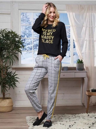 Long women's pajamas in cotton with writing
