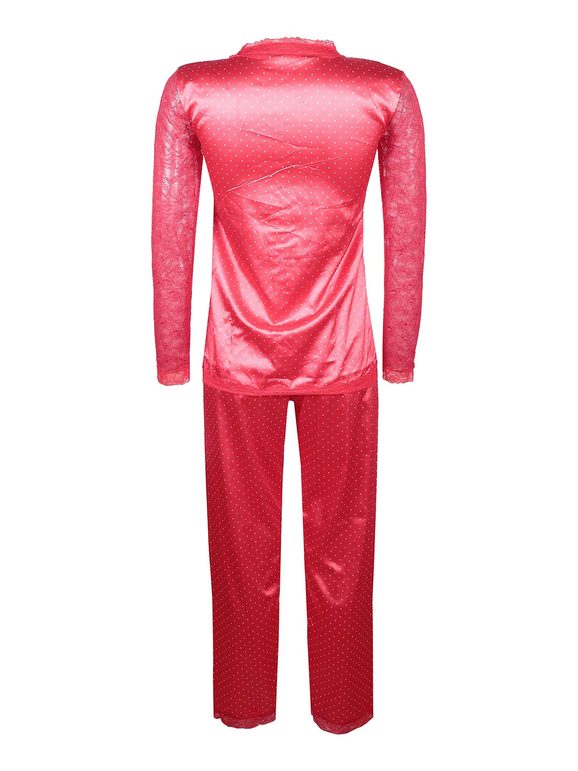 Long women's pajamas with lace