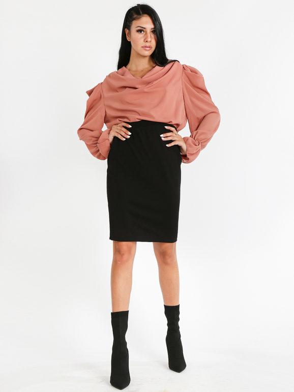 Longuette skirt with elastic waist