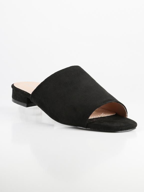 Low popped mules  black