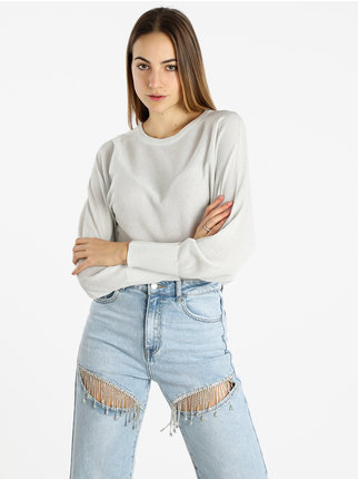 Lurex women's sweater with batwing sleeves