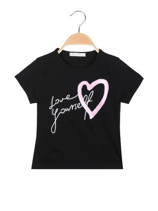 Mädchen-T-Shirt mit Aufdrucken und Strasssteinen