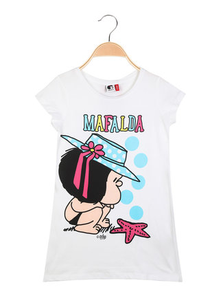 MAFALDA e SNOOPY  Maxi t-shirt manica corta da bambina con stampa