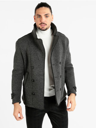 Manteau croisé en laine mélangée pour homme