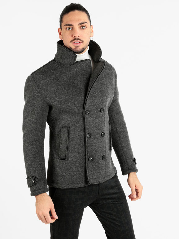 Manteau croisé en laine mélangée pour homme