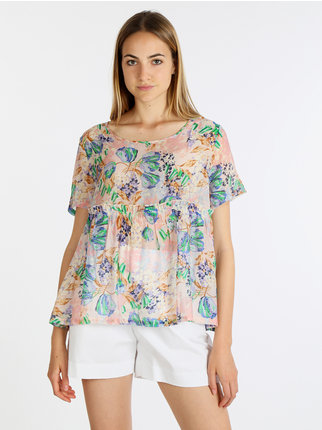 Maxi blusa de mujer con estampado floral
