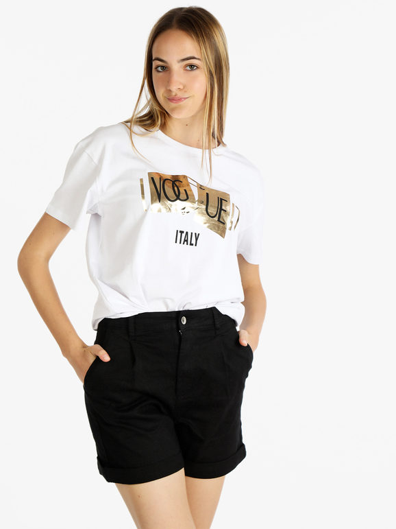 Maxi t-shirt donna con stampa dorata