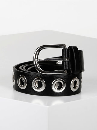 Men's belt with metal eyelets
