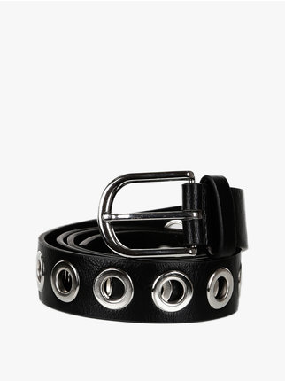 Men's belt with metal eyelets