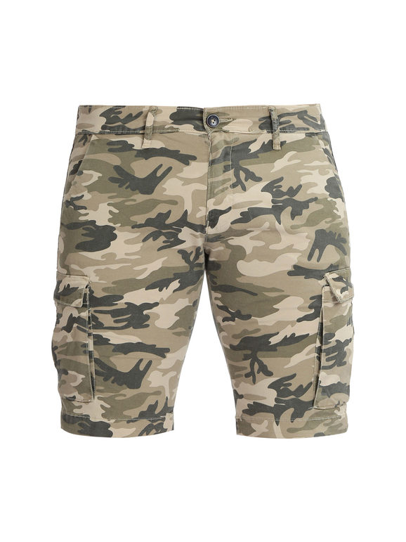 Men's camouflage Bermuda shorts with large pockets
