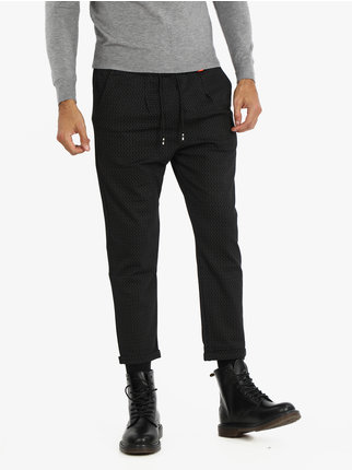 Men's casual trousers with drawstring and turn-up