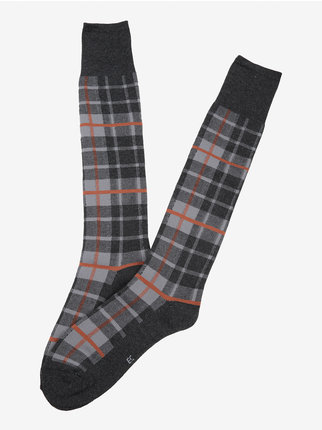 Men's checked fleece long socks